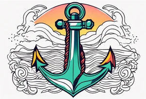 anchor old school vintage minimal bold colors tattoo idea