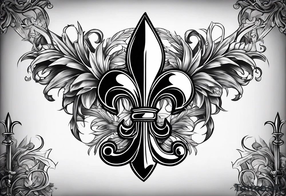 Fleur de lis with swords tattoo idea