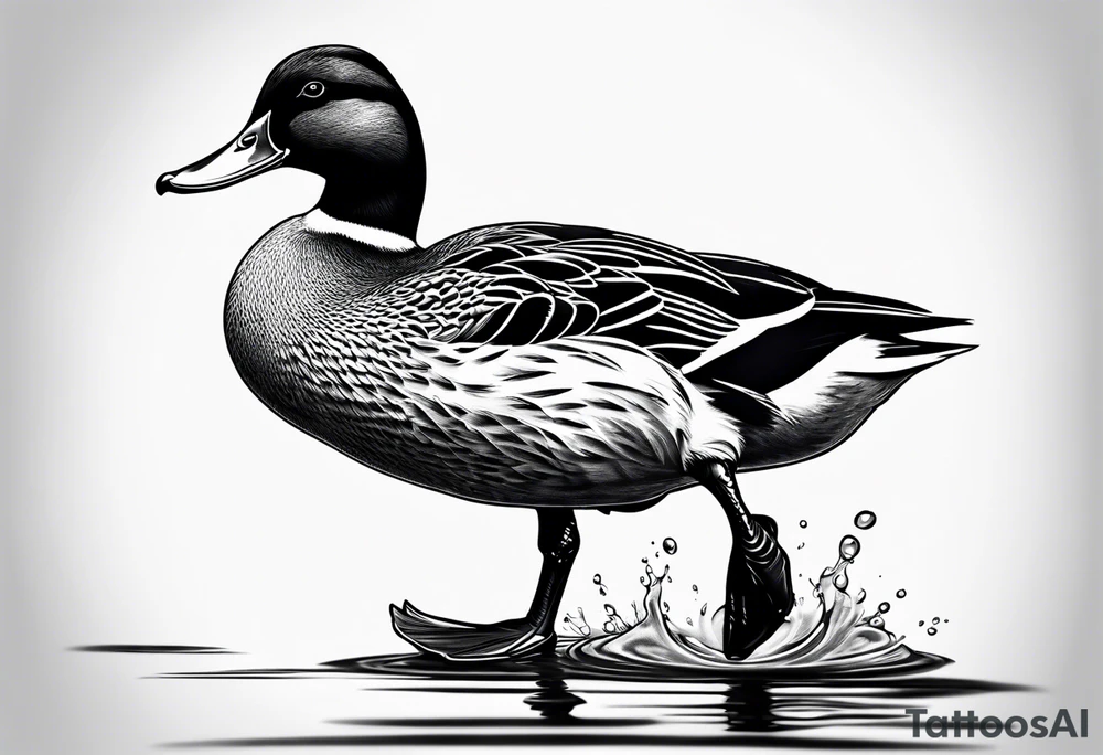A duck walking tattoo idea
