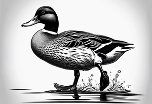 A duck walking tattoo idea