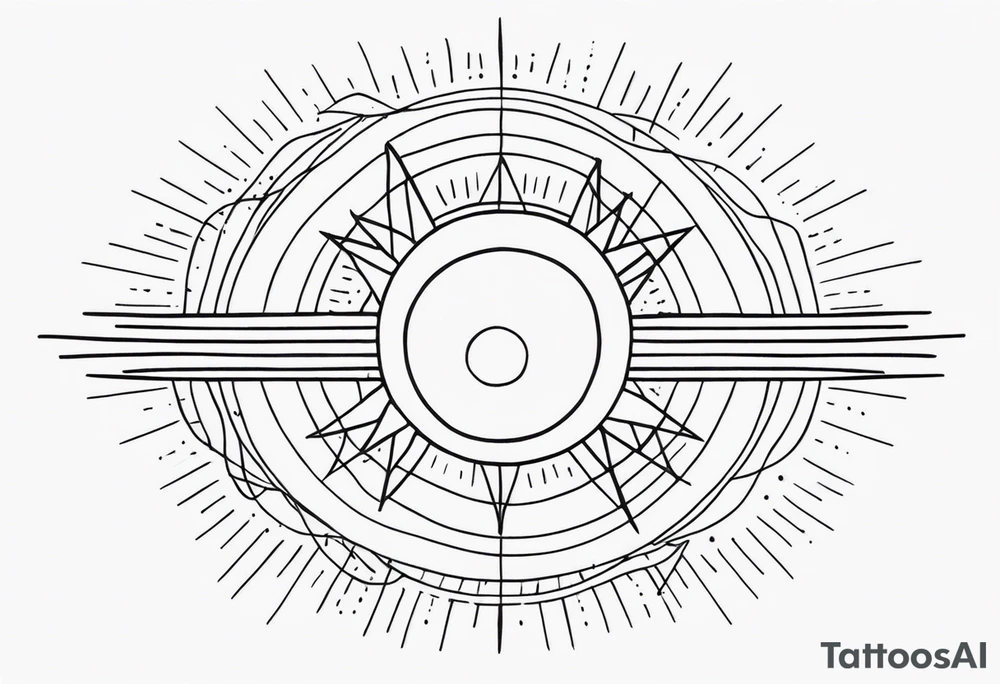 Sun with lines and dots simple yet feminine tattoo idea