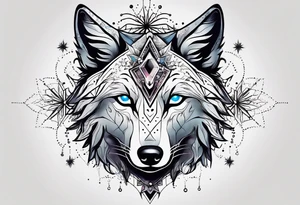 Constellation, animal alien wolf, snowflake tattoo idea