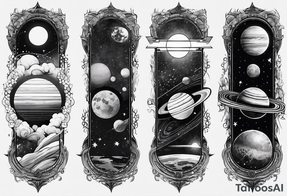 solar system spine tattoo idea