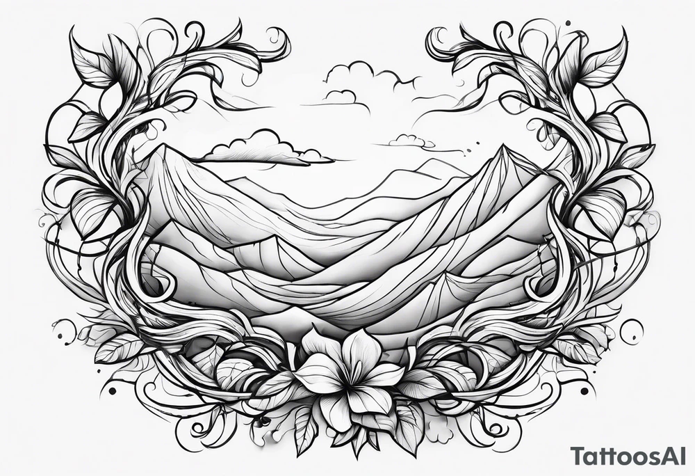 thin vines with leaves in a straight line tattoo idea