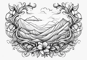 thin vines with leaves in a straight line tattoo idea