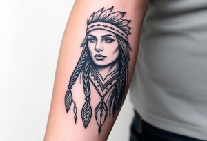 Beautiful Native American woman tattoo idea