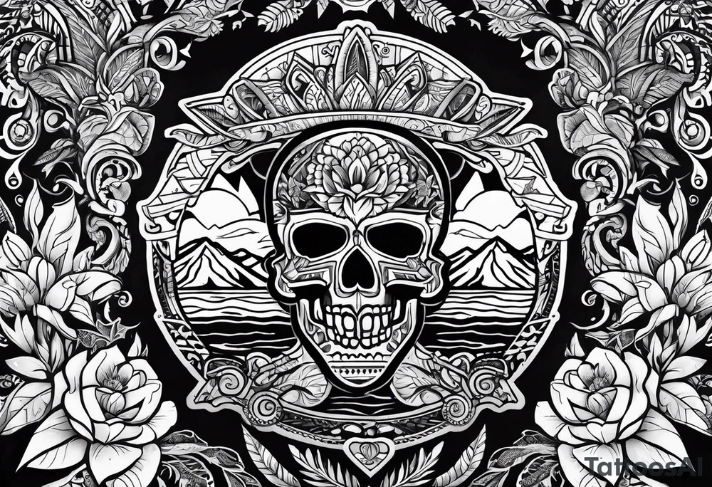 Mexican American inspired Tattoo that incorporates being a father,  love for family and importance of building wealth. Include elements of the Pacific Northwest Forrest tattoo idea