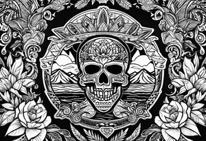 Mexican American inspired Tattoo that incorporates being a father,  love for family and importance of building wealth. Include elements of the Pacific Northwest Forrest tattoo idea