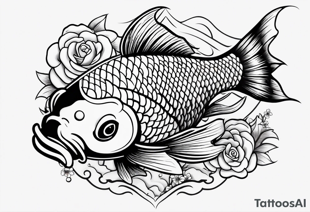 Koi fish with flower tattoo idea