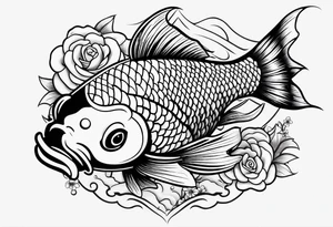 Koi fish with flower tattoo idea