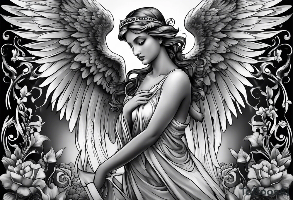Sexy guardian angel tattoo idea
