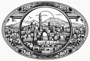 israel city vector circle
 vignette tattoo idea