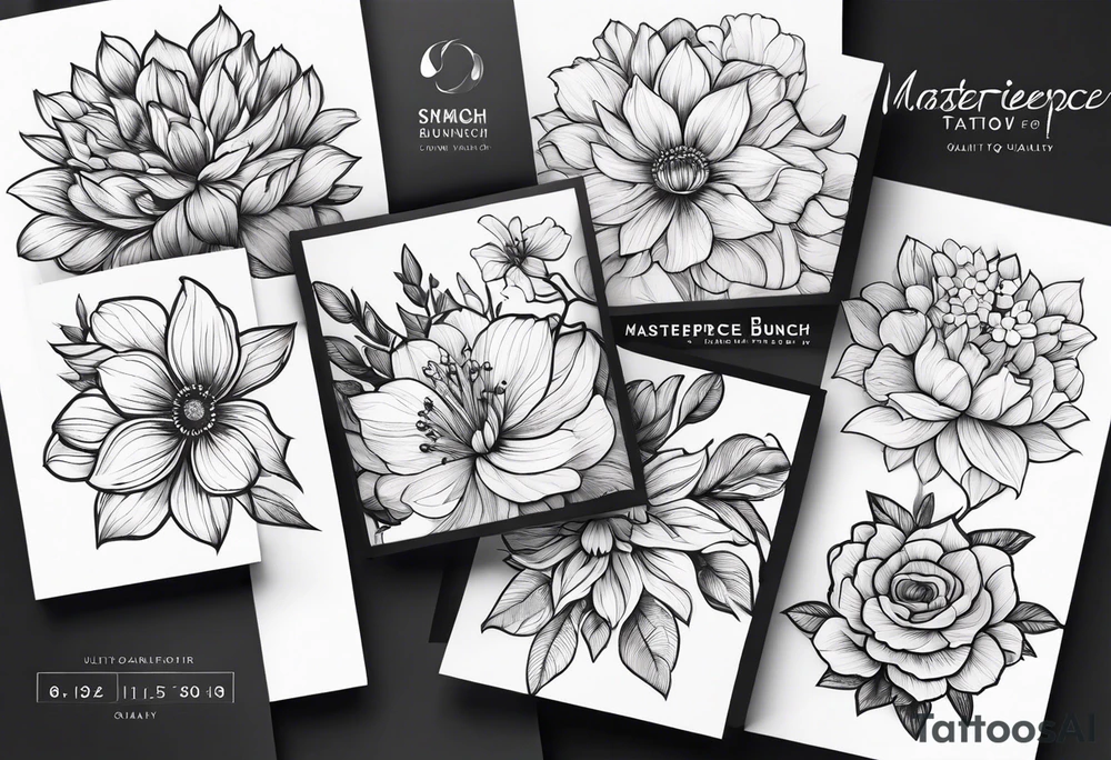 Small bunch of line work flowers tattoo idea