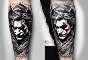 a tattoo that fill up the outside of the whole forearm with joker tattoo idea