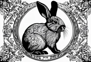 Bunny rabbit with Kirsty R written underneath tattoo idea