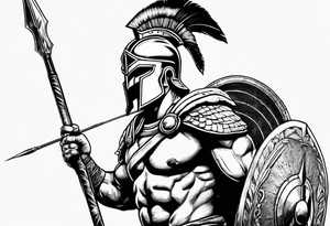 Spartan warrior holding a spear pointing at enemy tattoo idea