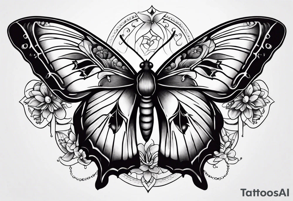 Moon stars moth lily tattoo idea