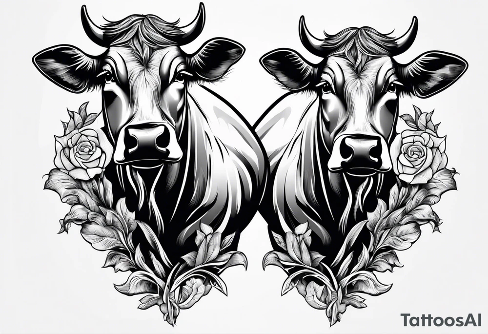 two fighting cow tattoo idea