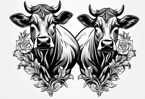 two fighting cow tattoo idea