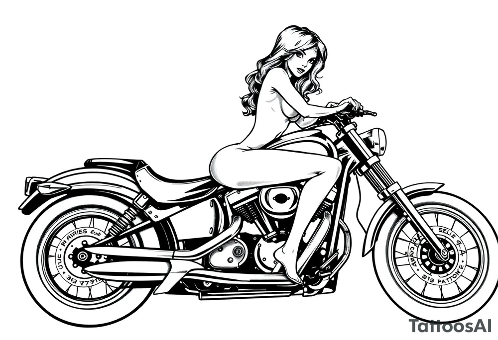naked girl on motorcycle, slut tattoo idea