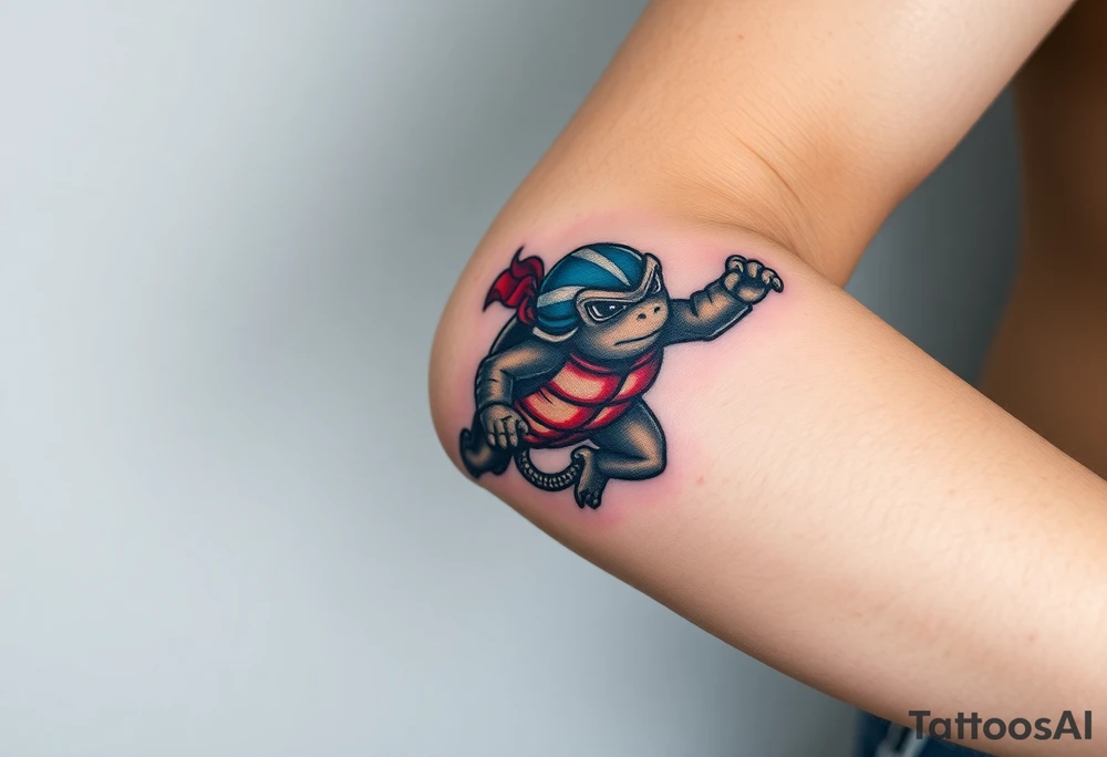 Flying ninja monkey turtle with color tattoo idea