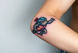 Flying ninja monkey turtle with color tattoo idea