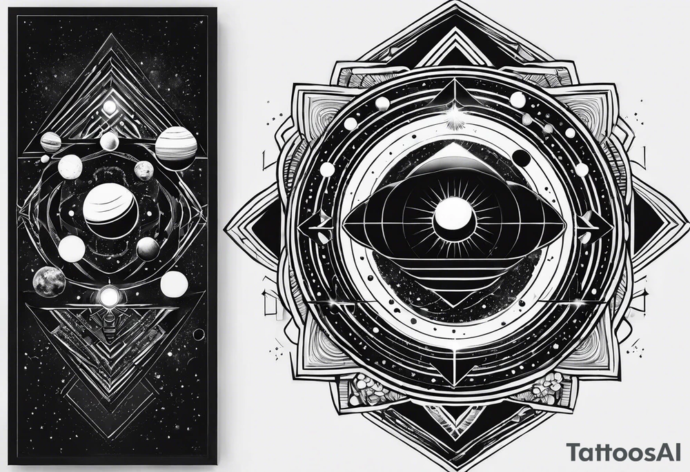 solar system vertical tattoo idea