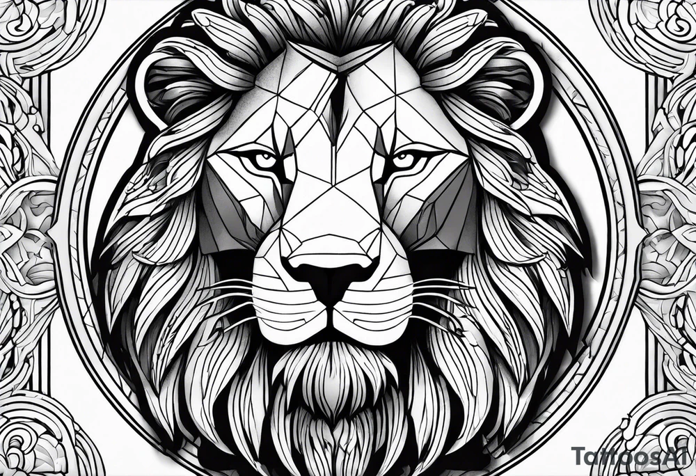 Lion, Greek god, spartan sleeve tattoo idea