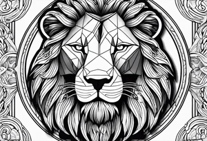 Lion, Greek god, spartan sleeve tattoo idea