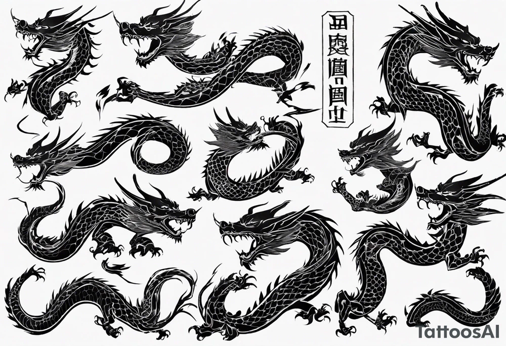 Dragón lineal tattoo idea