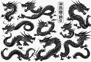 Dragón lineal tattoo idea