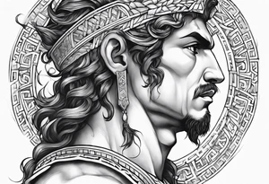 greek god side profile tattoo idea