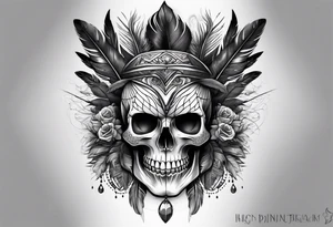 Dark, skull, feathers,eyes tattoo idea