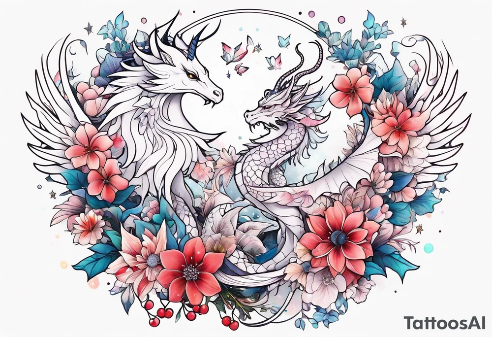 Constellation, wing , snow , cross , dragon female japan kawaii , flower tattoo idea