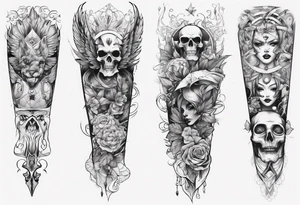 leg sleeve but unique tattoo idea