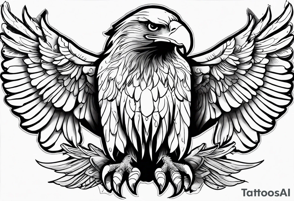 realistic eagle full body sit face front closed wings tattoo idea realistic eagle full body sit face front closed wings tattoo idea