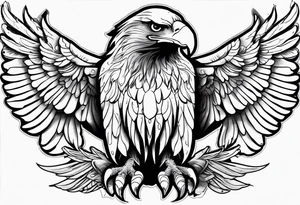 realistic eagle full body  sit face front closed wings tattoo idea