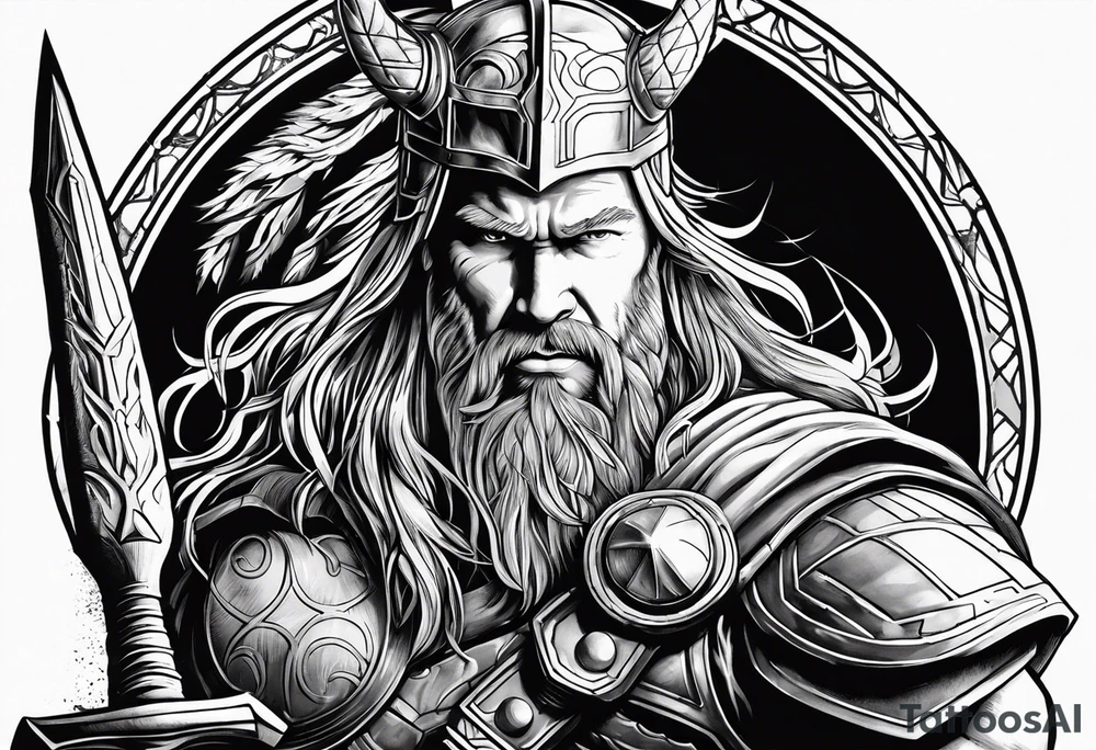Thor mit Hammer in der Hand kämpft gegen riesige Schange tattoo idea Thor mit Hammer in der Hand kämpft gegen riesige Schange tattoo idea