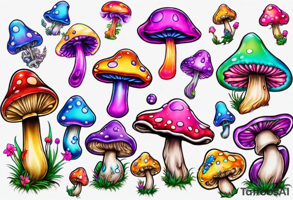 Lisa frank mushroom tattoo idea