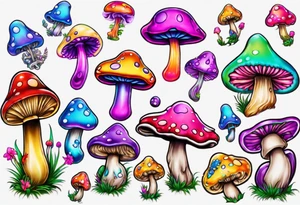 Lisa frank mushroom tattoo idea