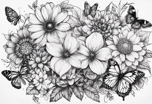 flowers,butterflies,ladybugs,time,love,family tattoo idea