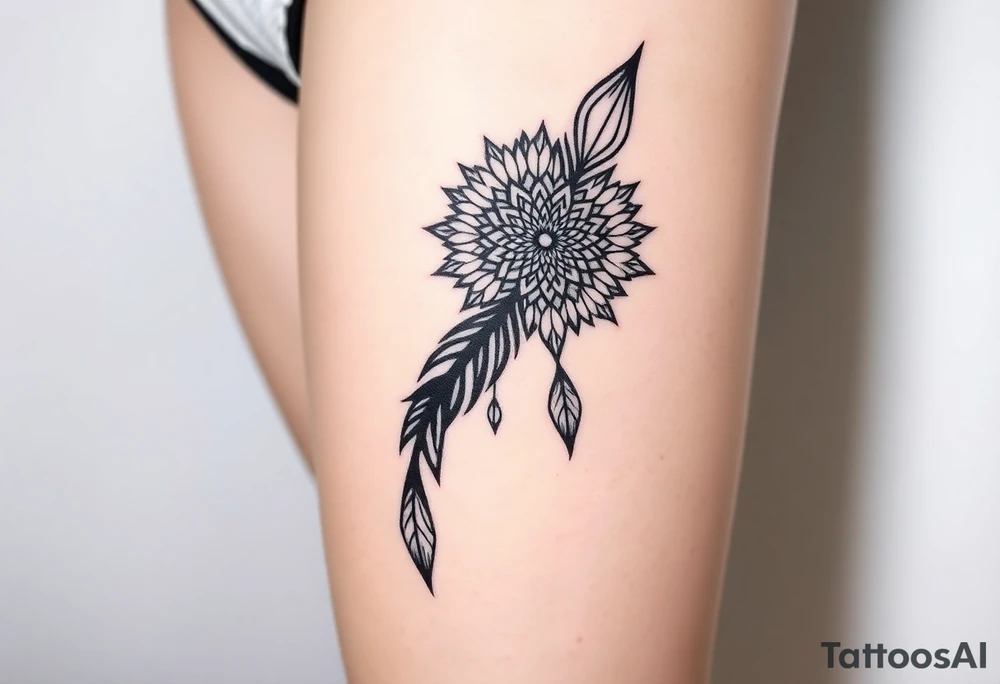 spiritual feather indian mandala shaman tattoo idea