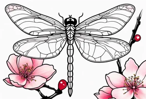 dragon fly with cherry blossoms tattoo idea