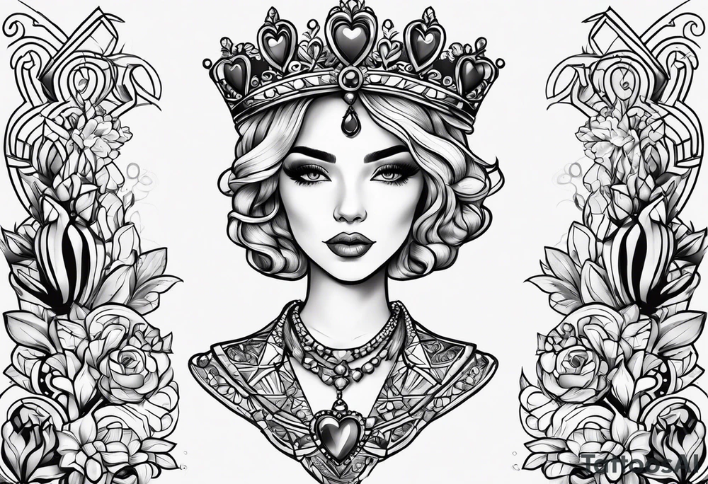name juliette with crown and hearts tattoo idea