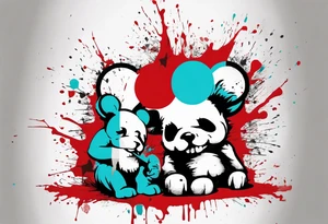 BANKSY ART STYLE, red and cyan, tattoo idea