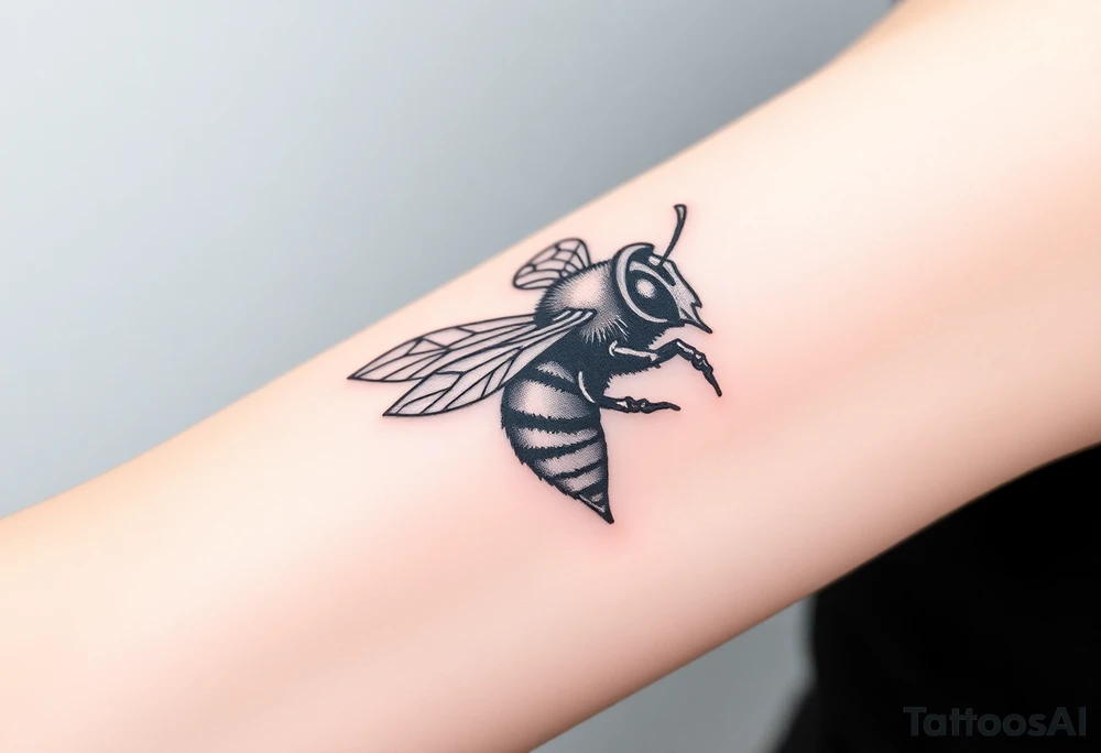 bee with a pilots hat flying next to a cessna tattoo idea