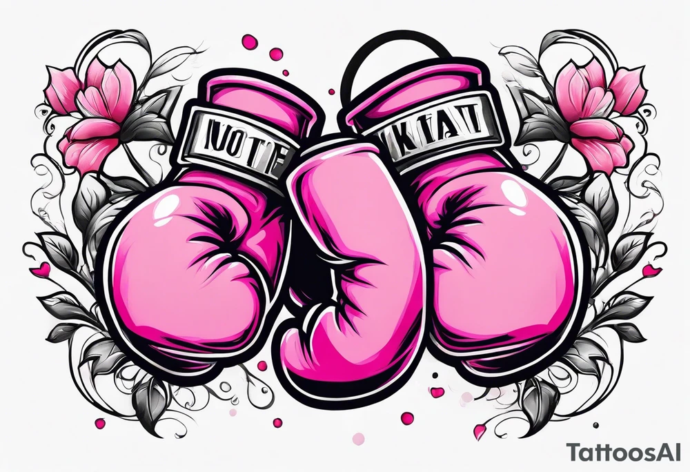 Breast cancer symbol with pink boxing gloves tattoo idea
