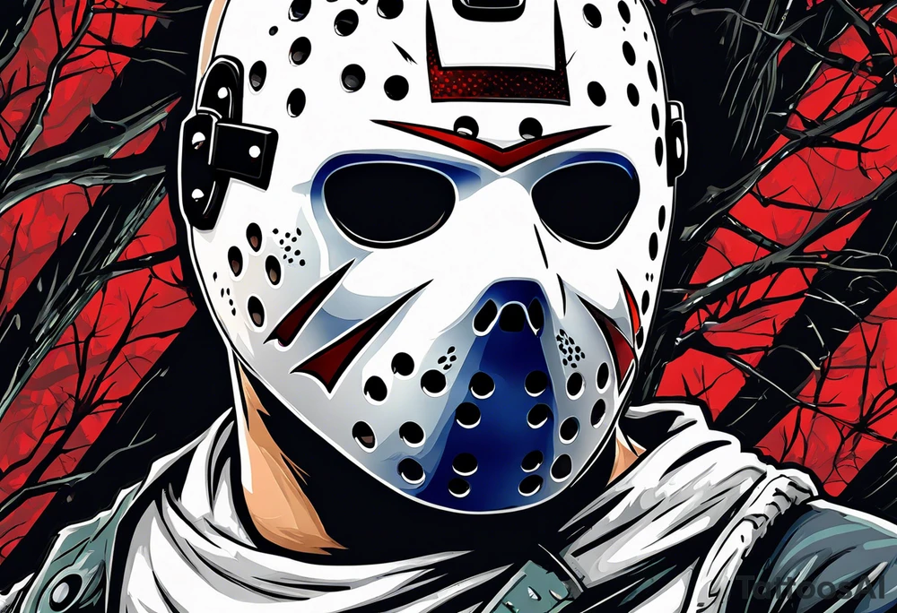 Friday the 13th Jason mask, horror, Japanese art tattoo idea