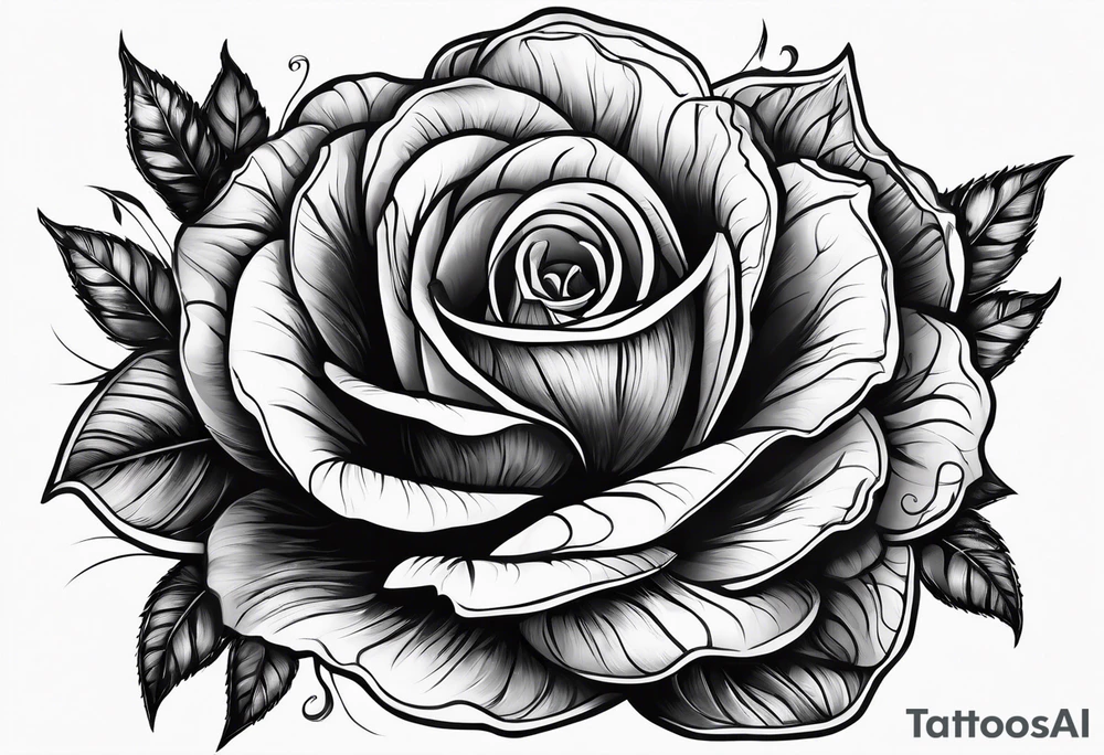 Black rose with strings tattoo idea