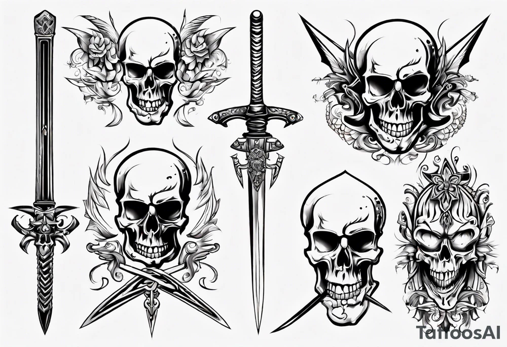 skull sword tattoo idea